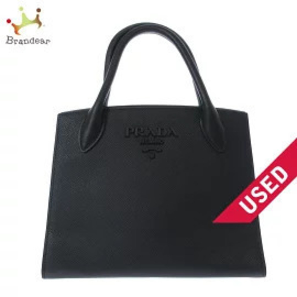 Prada Monochrome Bag Handbag Black Leather